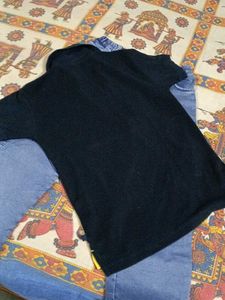 Boys Black Polo Shirt &amp; Blue Jeans