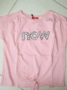 Pink 'NOW' Tie-Front T-Shirt no 108
