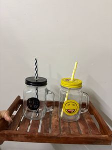 Cute Mason Jar Glasses with Straws