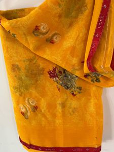 Vibrant Yellow Floral Saree