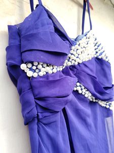 Blue Beaded Formal Dress