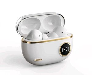 Stylish White Wireless Earbuds with LED Display