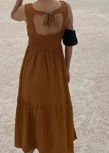 Women's Casual Brown Midi Dress