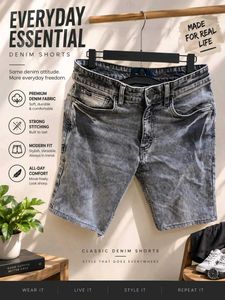 Classic Grey Denim Shorts for Men