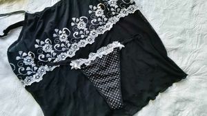 Sheer Black Camisole with Lace thong