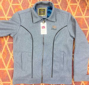 Trendy Wool Blend Winter Jacket For Men | Grey Zip