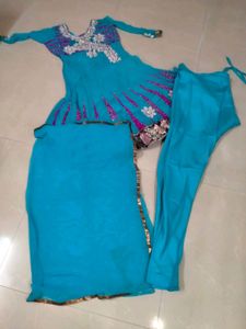 Brand New Blue Pink Royal Mirror work Anarkali