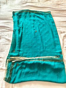 Teal Sequined dupatta