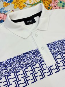 Fendi Men's White T Polo Shirt Imported Cotton