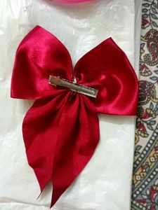 Stunning Red Satin Bow Hair Clip