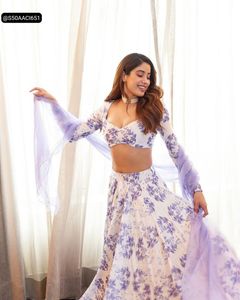 Jahnvi Kapoor’s White & Purple Floral Lehenga Set
