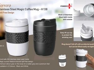 Stylish White Travel Mug with Black Grip