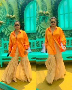 Stylish Orange Kurta with Palazzo Set