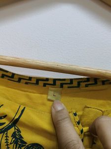 Women Yellow Printed Rayon Kurta