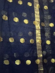 Dark Blue Colour Woven Floral Print Banarsi Dupatt
