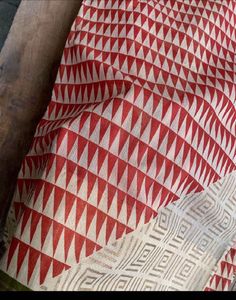 Red Geometric Print Saree