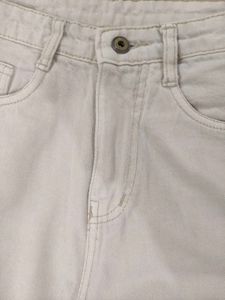 Cream Wide Leg Jeans