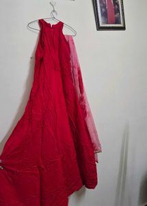 Vibrant Red Kurta Set with die Dupatta