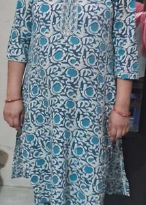 Blue Floral Print Kurta