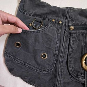 Y2k Vintage 2000s Grunge Buckle Grey Hobo Bag