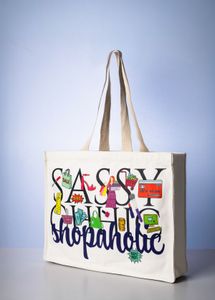 Hand-drawn thick cotton canvas tote bag