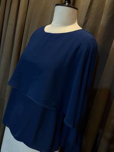 Elegant Navy Blue Cape Top