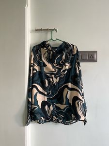 Stylish Marble Print Long Sleeve Top