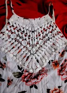 Floral Cropped Top with Lace Detail