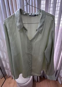 Chic Satin Finish Button-Up Shirt