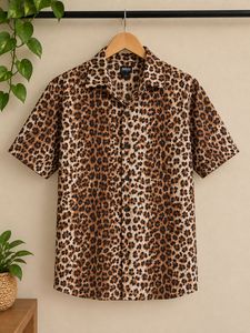 Men's Leopard Print Short Sleeve Shirt