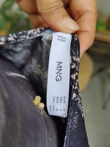 Mango Dress Black Floral Tiered Surplice Neck E