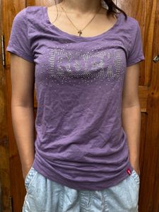 Purple 'Rock' Rhinestone T-Shirt