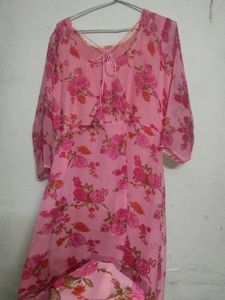 Vibrant Pink Silk Kurta &amp; printed Suit comb