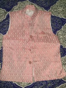 Baby Pink boys kurta three piece set