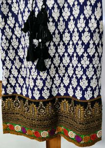 Embellished Navy Blue Kurta