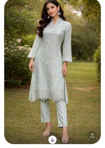 Embroidered sea Green Kurta set