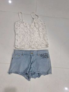 Cute Cami & Denim Shorts Set