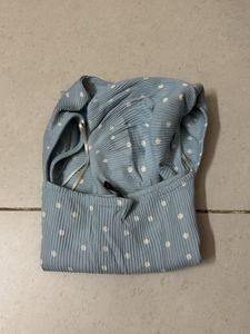 Blue Polka Dot Puff Sleeve Top