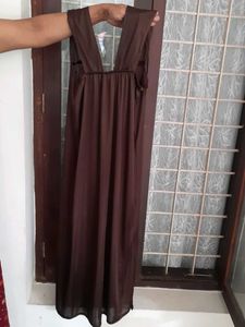 Elegant cofee Brown Nightgown with Lace Detail