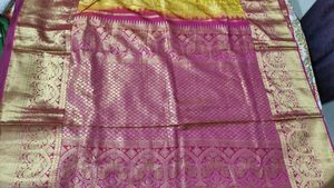 Vibrant Yellow Floral Saree