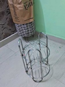 Vintage Metal Wire Fruit Basket Stand