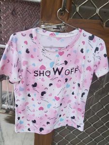 Cute Heart Print "Show Off" T-Shirt  soft fabric
