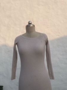 Ribbed Knit Long Sleeve Mini Dress