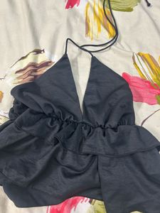 Black Halter Neck Crop Top