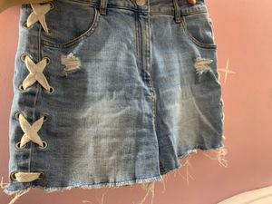 Distressed Denim Lace-Up Shorts