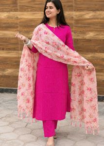 Beautiful pink suit with pant and dupatta