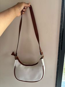 White & Brown Shoulder Bag