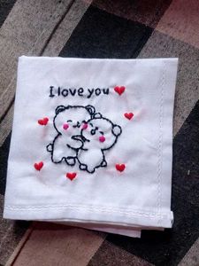 Handmade "I Love You"😍 Teddy Bear Handkerchief