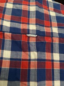 Men's Red &amp; Blue Plaid Long Sleeve Shirt