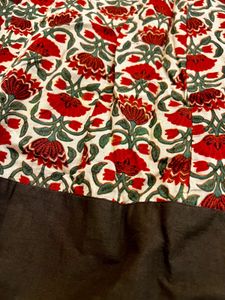 Red Floral Ethnic Anarkali Churidar Dupatta Set